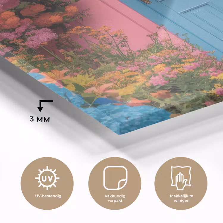 Bloemen - Deur - Roze plexiglas 5mm klein -sfeer2