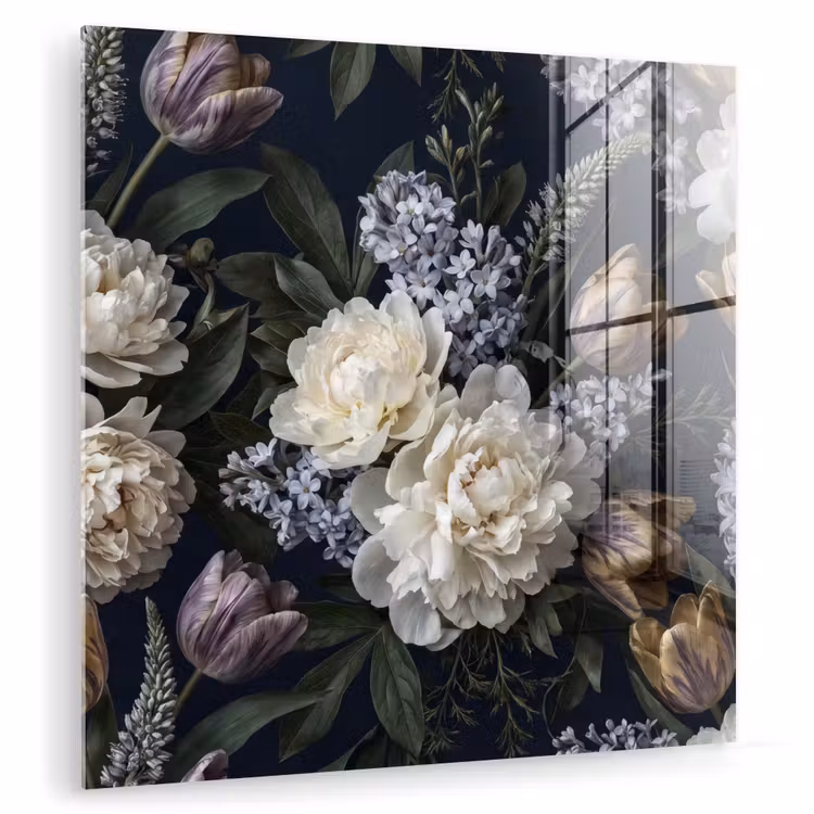 Bloemen - Donker - Elegant - Natuur - Wit plexiglas 5mm klein -zzzproduct_nieuw