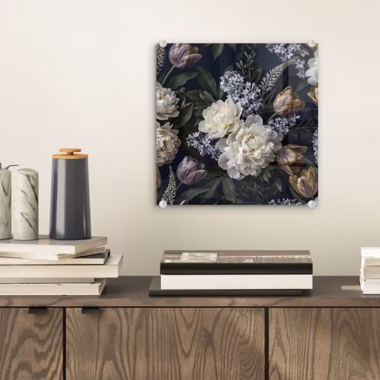 Bloemen - Donker - Elegant - Natuur - Wit plexiglas 5mm klein -sfeer1