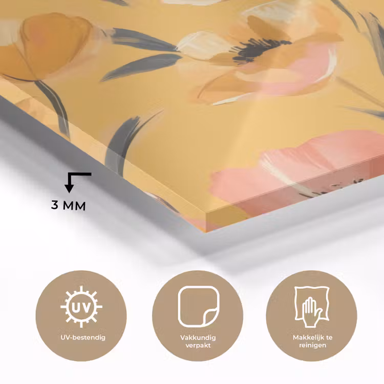 Bloemen - Geschilderd - Geel plexiglas 5mm klein -sfeer2