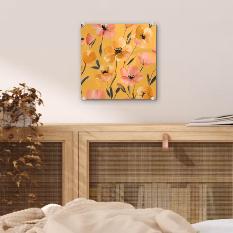 Bloemen - Geschilderd - Geel plexiglas 5mm klein -sfeer4