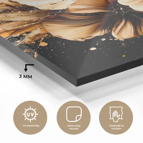 Bloemen - Goud - Graffiti - Zwart - Abstract plexiglas 5mm klein -sfeer2