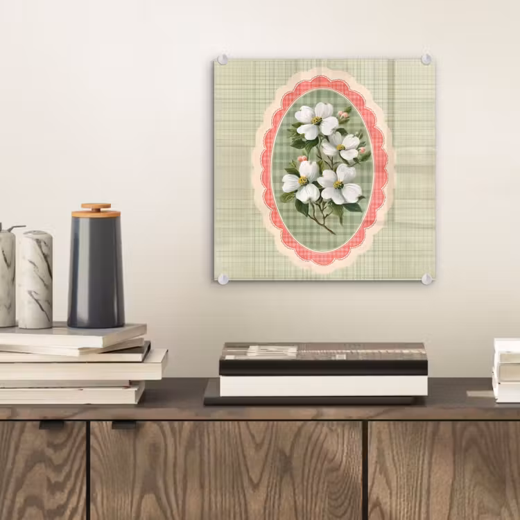 Bloemen - Illustratie - Geruit - Groen plexiglas 5mm klein -sfeer1