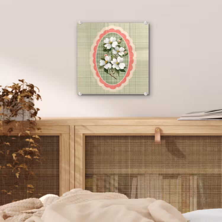Bloemen - Illustratie - Geruit - Groen plexiglas 5mm klein -sfeer4