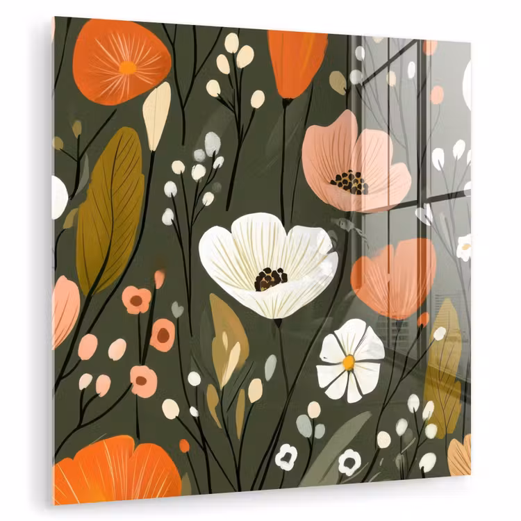 Bloemen - Illustratie - Groen plexiglas 5mm klein -zzzproduct_nieuw