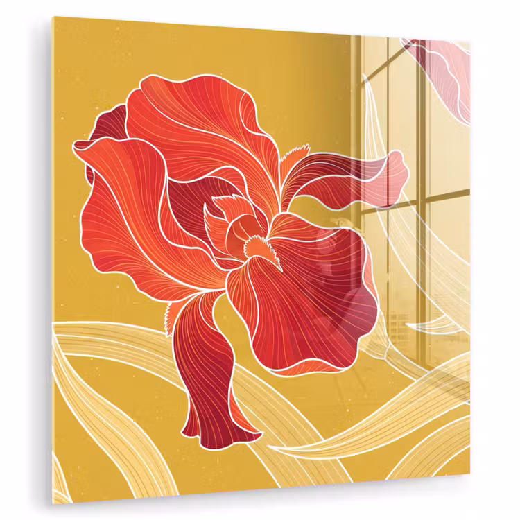 Glas schilderij - Bloemen - Illustratie - Rood - Bloemen - Illustratie - Rood plexiglas 5mm klein
