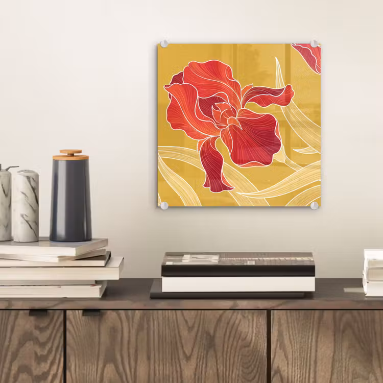 Glas schilderij - Bloemen - Illustratie - Rood - Bloemen - Illustratie - Rood plexiglas 5mm klein