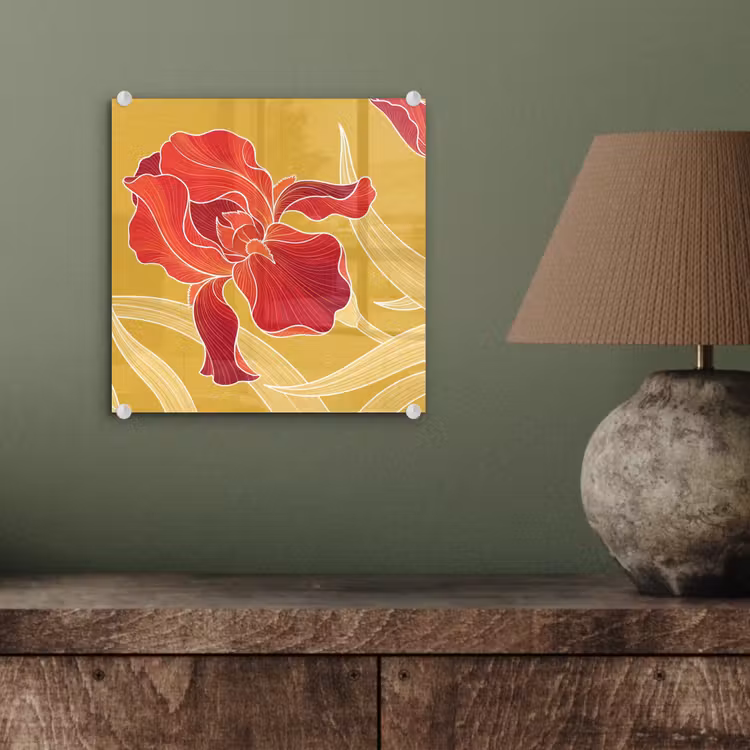 Glas schilderij - Bloemen - Illustratie - Rood - Bloemen - Illustratie - Rood plexiglas 5mm klein