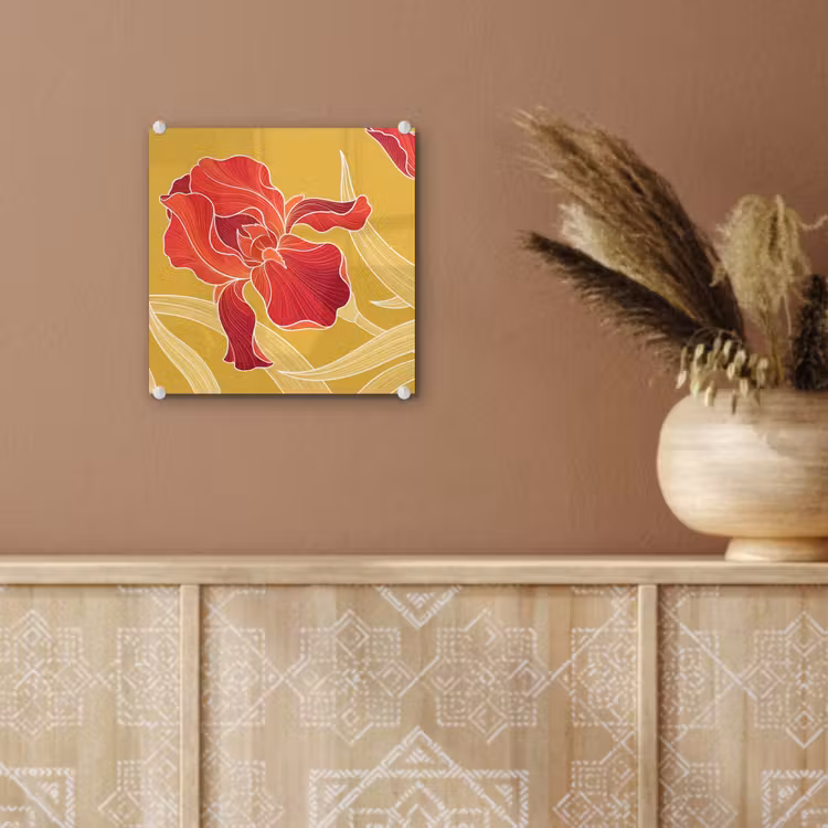 Glas schilderij - Bloemen - Illustratie - Rood - Bloemen - Illustratie - Rood plexiglas 5mm klein