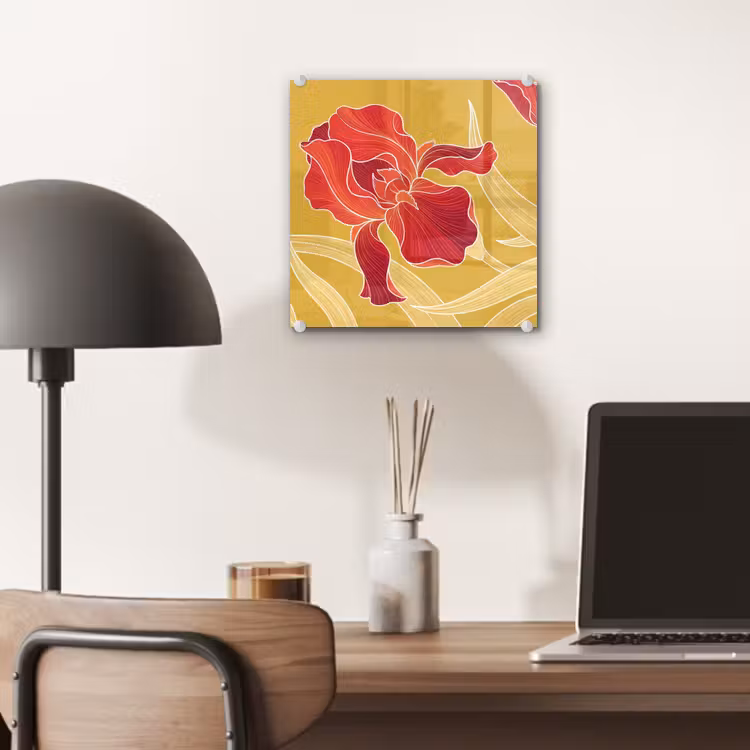 Glas schilderij - Bloemen - Illustratie - Rood - Bloemen - Illustratie - Rood plexiglas 5mm klein