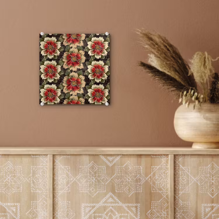 Bloemen - Klassiek - Patroon - Rood plexiglas 5mm klein 11 -sfeer5