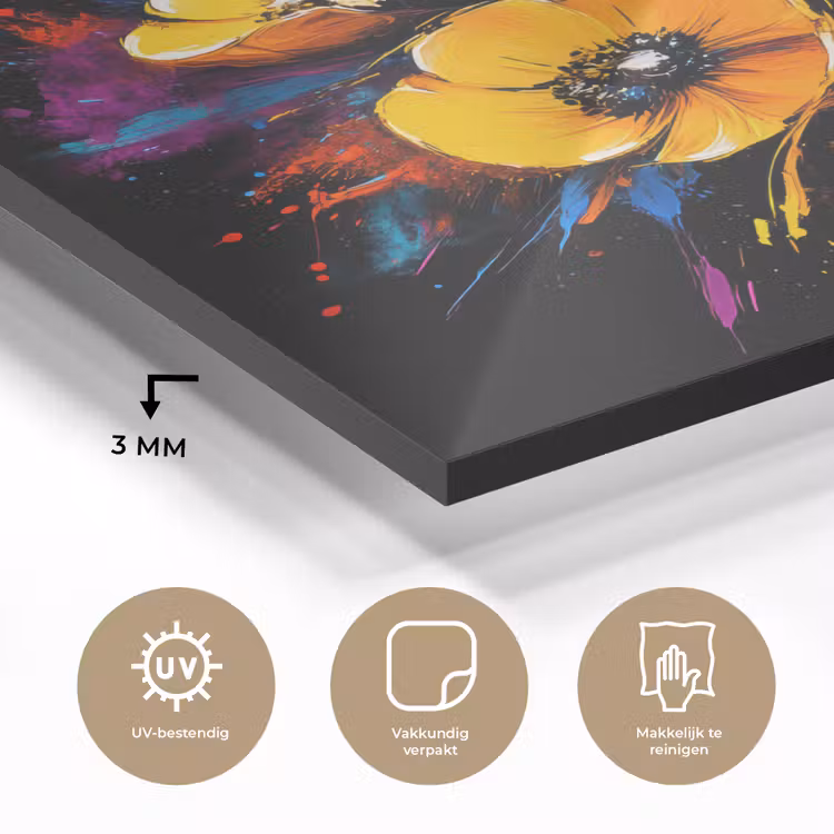 Bloemen - Kleurrijk - Graffiti - Modern - Boeket plexiglas 5mm klein -sfeer2