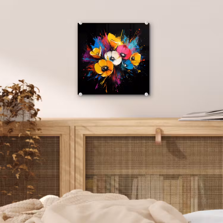 Bloemen - Kleurrijk - Graffiti - Modern - Boeket plexiglas 5mm klein -sfeer4