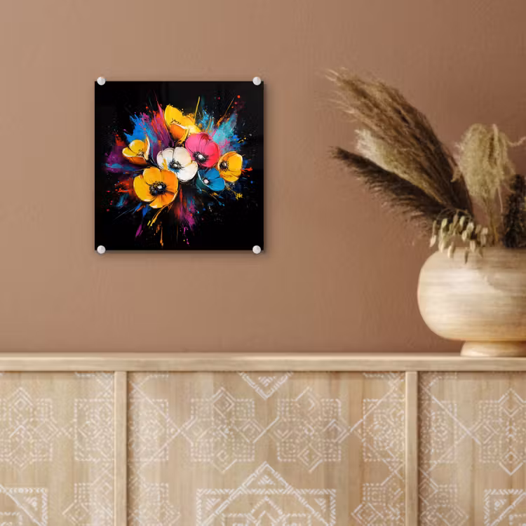 Bloemen - Kleurrijk - Graffiti - Modern - Boeket plexiglas 5mm klein -sfeer5