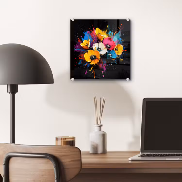 Bloemen - Kleurrijk - Graffiti - Modern - Boeket plexiglas 5mm klein -sfeer6
