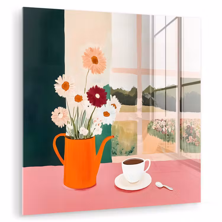 Bloemen - Koffie - Raam plexiglas 5mm klein -zzzproduct_nieuw