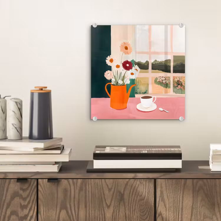 Bloemen - Koffie - Raam plexiglas 5mm klein -sfeer1