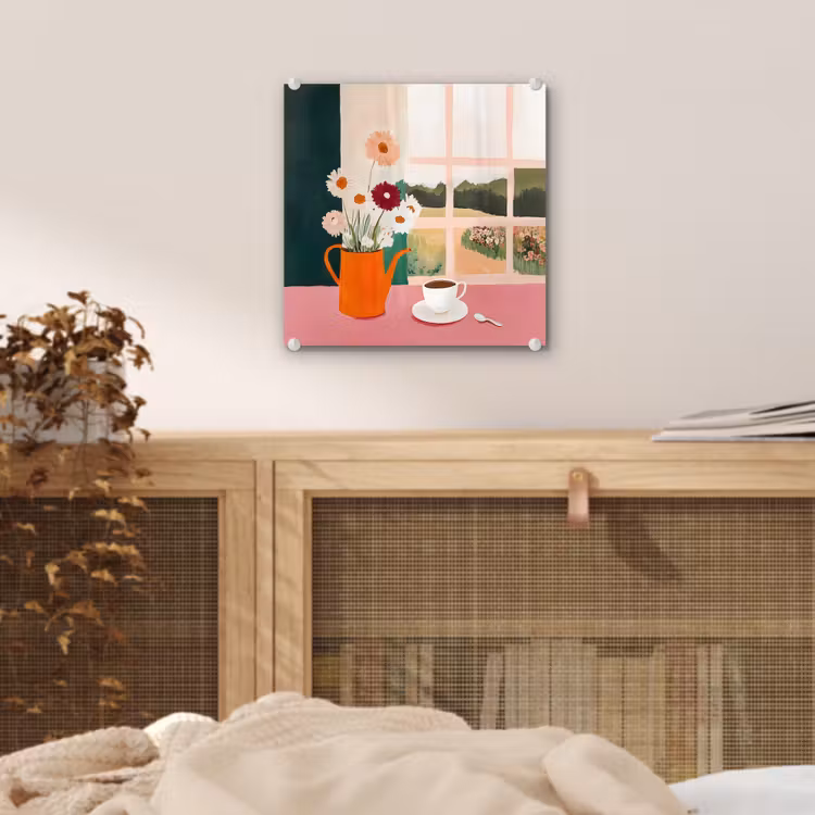 Bloemen - Koffie - Raam plexiglas 5mm klein -sfeer4