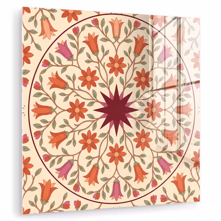 Bloemen - Mandala - Decoratief - Rood plexiglas 5mm klein -zzzproduct_nieuw