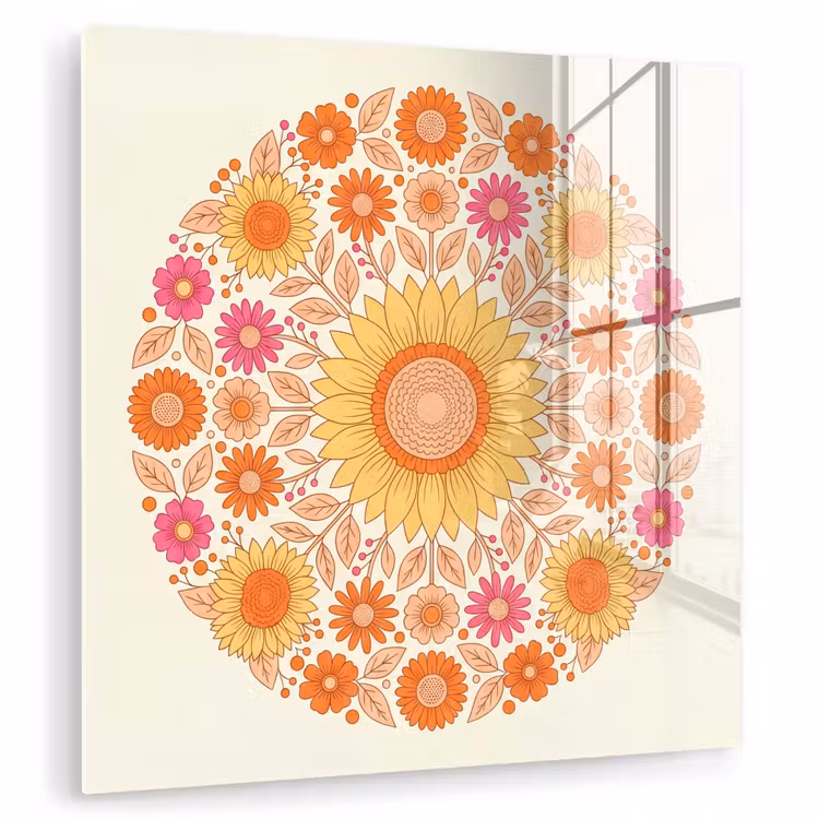 Bloemen - Mandala - Patroon - Kleurrijk plexiglas 5mm klein -zzzproduct_nieuw