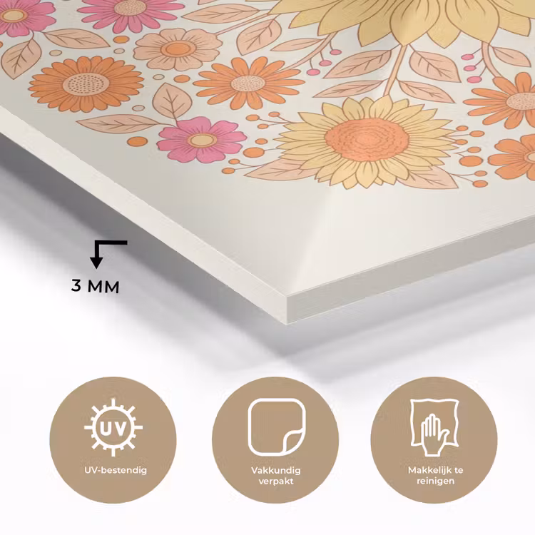 Bloemen - Mandala - Patroon - Kleurrijk plexiglas 5mm klein -sfeer2