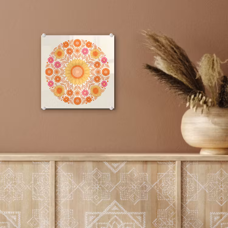 Bloemen - Mandala - Patroon - Kleurrijk plexiglas 5mm klein -sfeer5