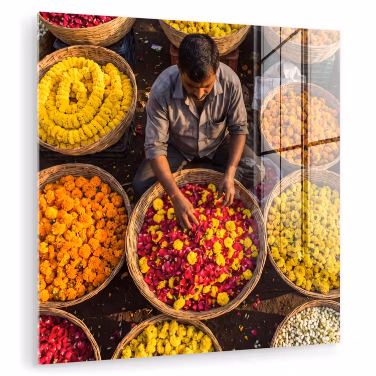 Glas schilderij - Bloemen - Markt - Kleurrijk - Bloemen - Markt - Kleurrijk plexiglas 5mm klein