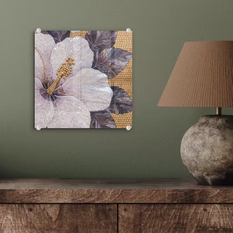 Bloemen - Mozaïek - Kunst - Modern - Goud plexiglas 5mm klein -sfeer3
