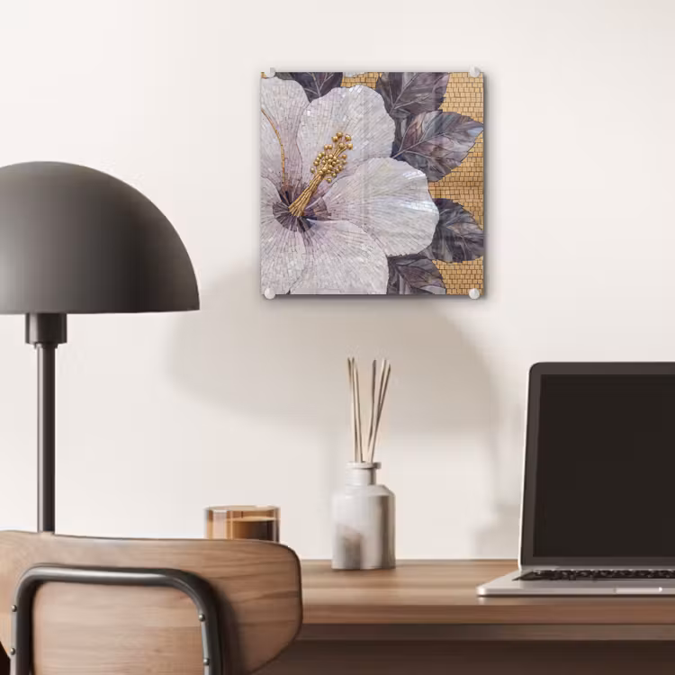 Bloemen - Mozaïek - Kunst - Modern - Goud plexiglas 5mm klein -sfeer6