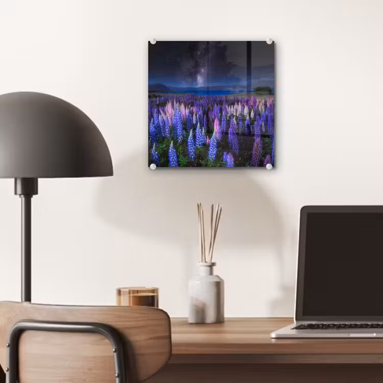Bloemen - Nacht - Lupine - Sterrenhemel - Paars - Natuur plexiglas 5mm klein -sfeer6