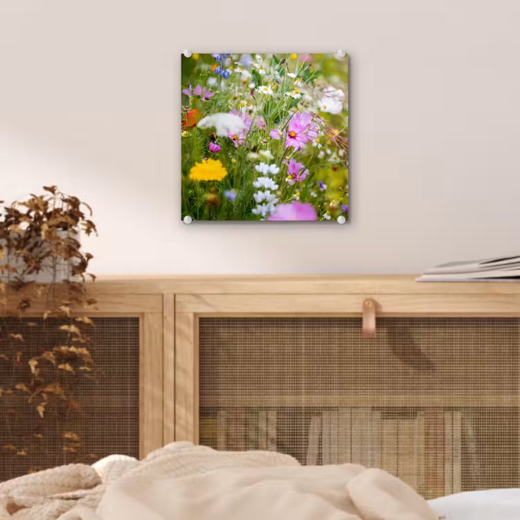 Bloemen - Natuur - Groen - Gras - Paars - Wit plexiglas 5mm klein -sfeer4