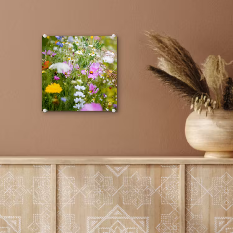 Bloemen - Natuur - Groen - Gras - Paars - Wit plexiglas 5mm klein -sfeer5