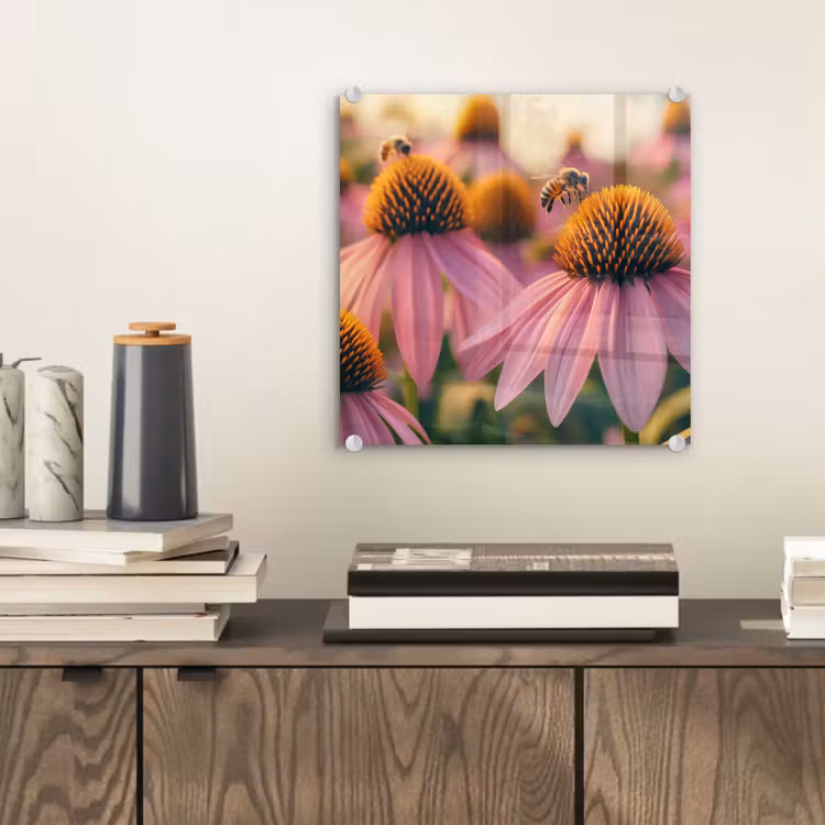 Bloemen - Paars - Bijen plexiglas 5mm klein -sfeer1