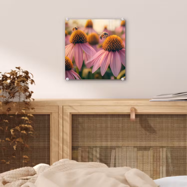 Bloemen - Paars - Bijen plexiglas 5mm klein -sfeer4