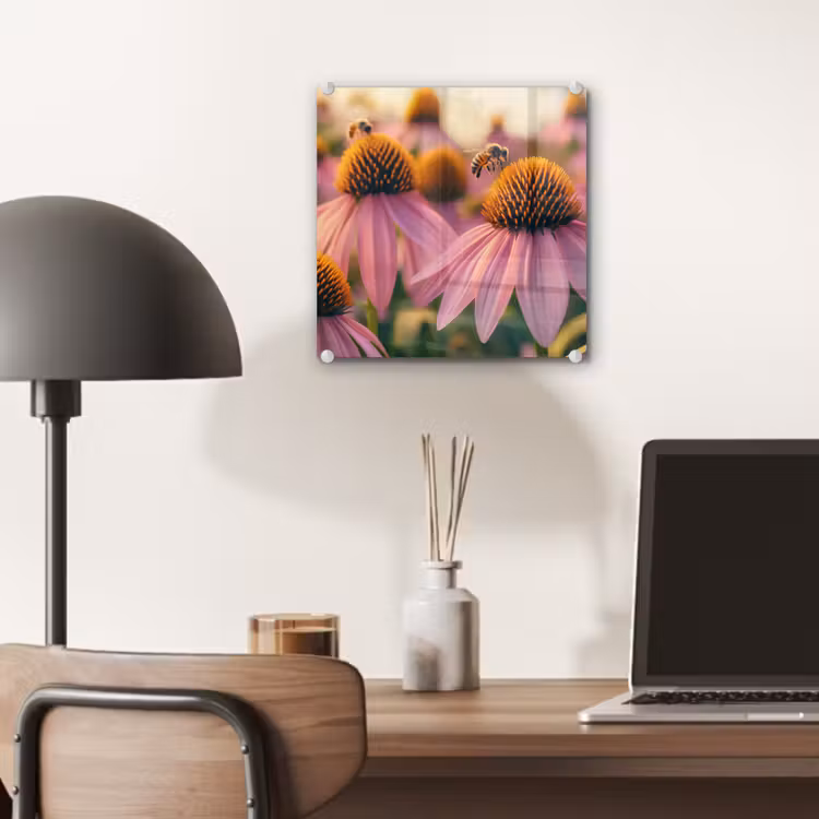Bloemen - Paars - Bijen plexiglas 5mm klein -sfeer6