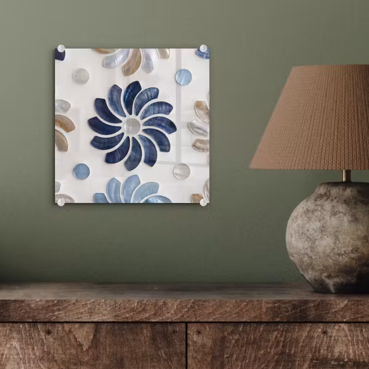Bloemen - Parelmoer - Abstract - Patroon - Blauw plexiglas 5mm klein -sfeer3
