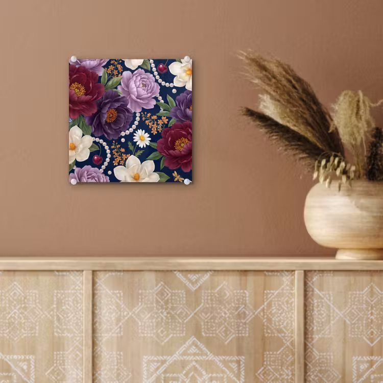 Bloemen - Parels - Decoratie - Modern - Blauw plexiglas 5mm klein -sfeer5