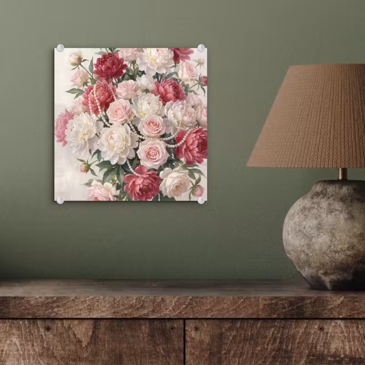 Bloemen - Parels - Romantiek - Klassiek - Roze plexiglas 5mm klein -sfeer3
