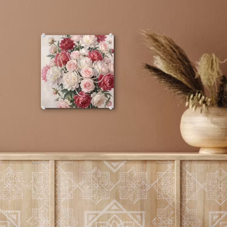 Bloemen - Parels - Romantiek - Klassiek - Roze plexiglas 5mm klein -sfeer5