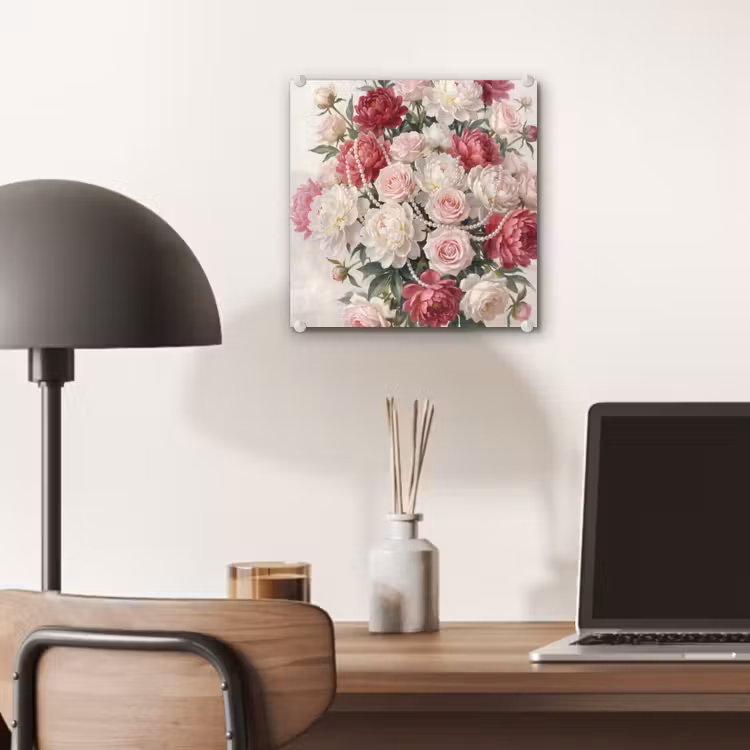 Bloemen - Parels - Romantiek - Klassiek - Roze plexiglas 5mm klein -sfeer6