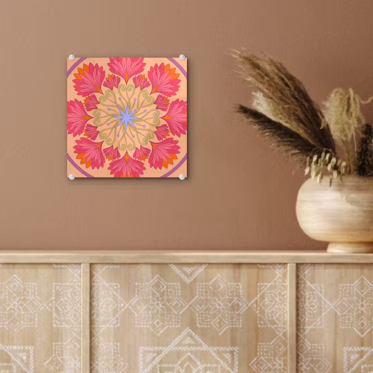Bloemen - Patroon - Abstract - Roze - Decoratief plexiglas 5mm klein -sfeer5