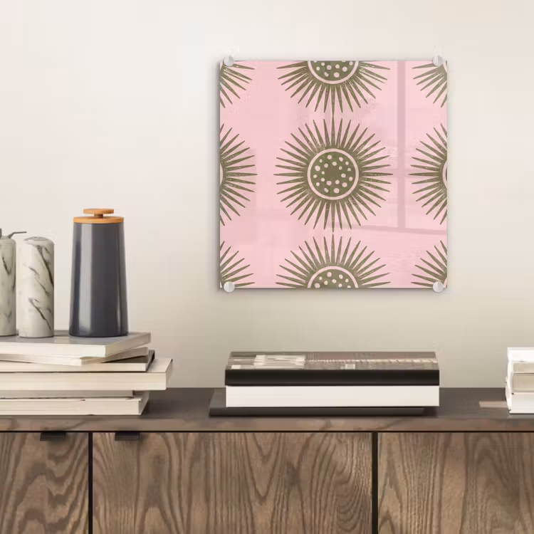 Bloemen - Patroon - Abstract - Roze - Groen plexiglas 5mm klein -sfeer1