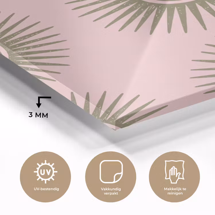Bloemen - Patroon - Abstract - Roze - Groen plexiglas 5mm klein -sfeer2