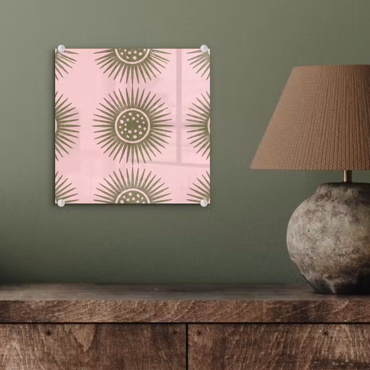 Bloemen - Patroon - Abstract - Roze - Groen plexiglas 5mm klein -sfeer3
