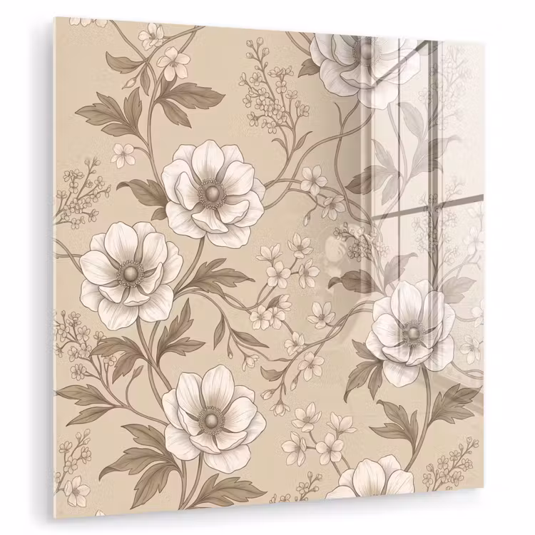 Bloemen - Patroon - Beige plexiglas 5mm klein -zzzproduct_nieuw
