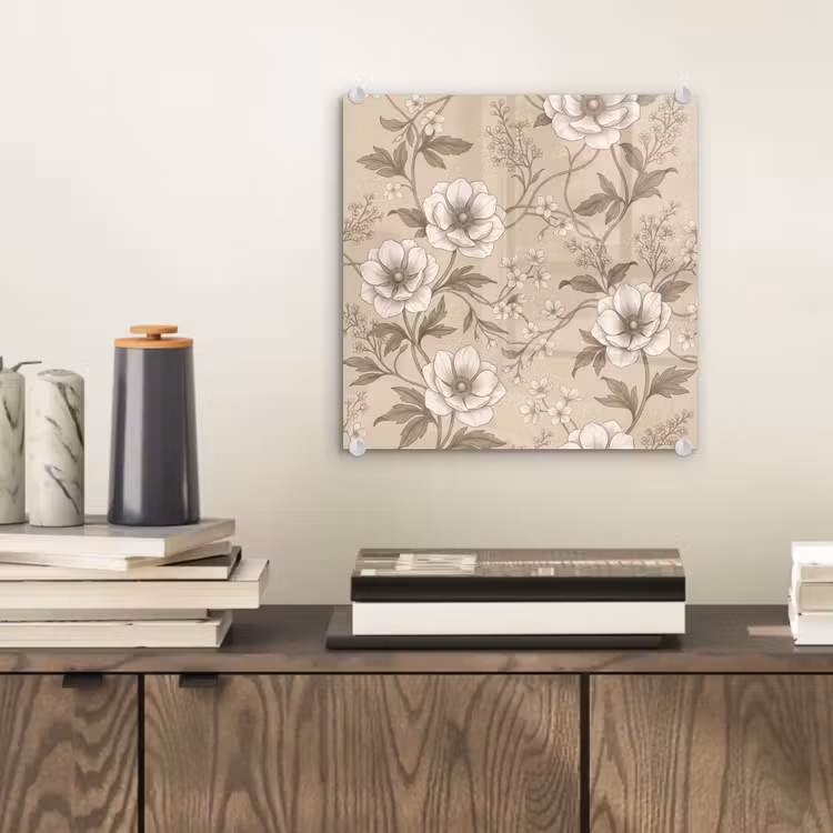 Bloemen - Patroon - Beige plexiglas 5mm klein -sfeer1