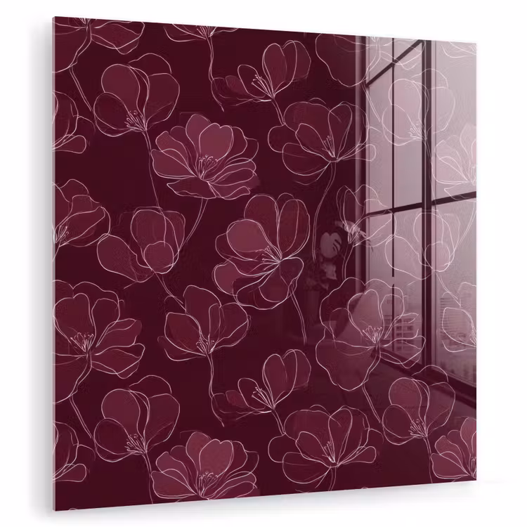 Bloemen - Patroon - Bordeauxrood plexiglas 5mm klein 11 -zzzproduct_nieuw