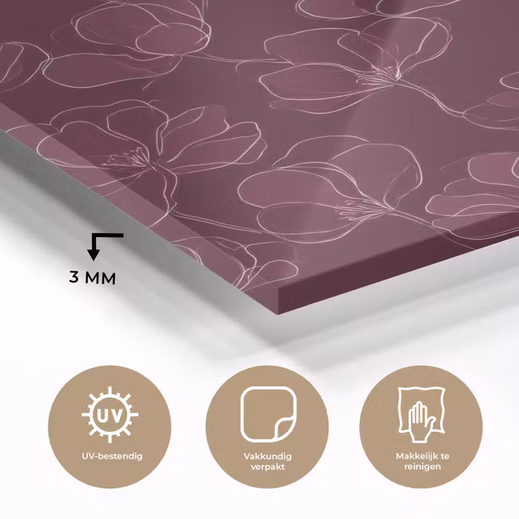 Bloemen - Patroon - Bordeauxrood plexiglas 5mm klein 11 -sfeer2