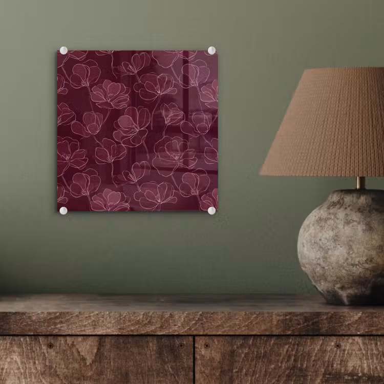 Bloemen - Patroon - Bordeauxrood plexiglas 5mm klein 11 -sfeer3