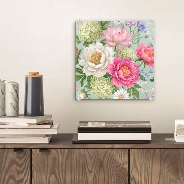 Bloemen - Patroon - Botanisch - Groen plexiglas 5mm klein -sfeer1